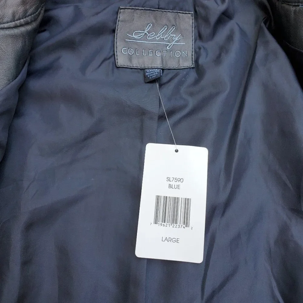 Sebby Collection blue faux leather moto jacket - Picture 14 of 16